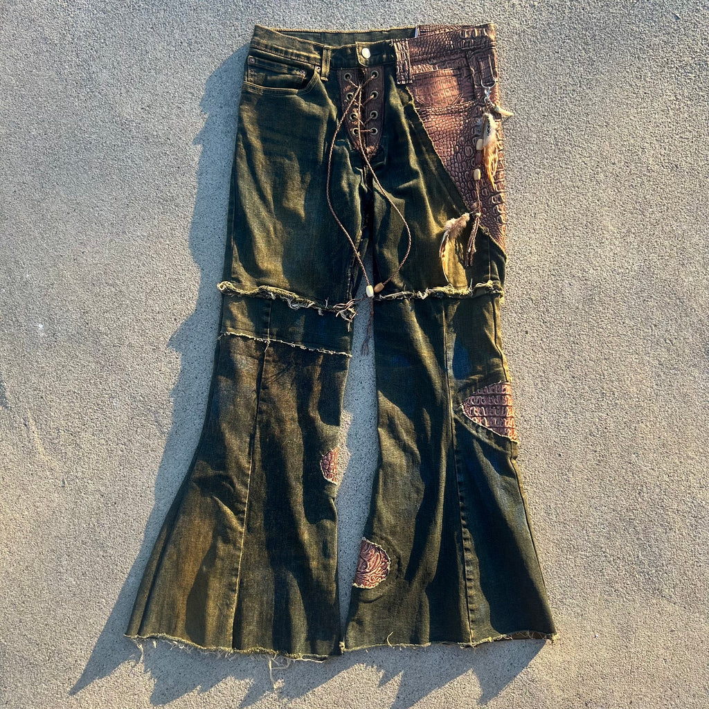 Rust crocodile flares 34x32