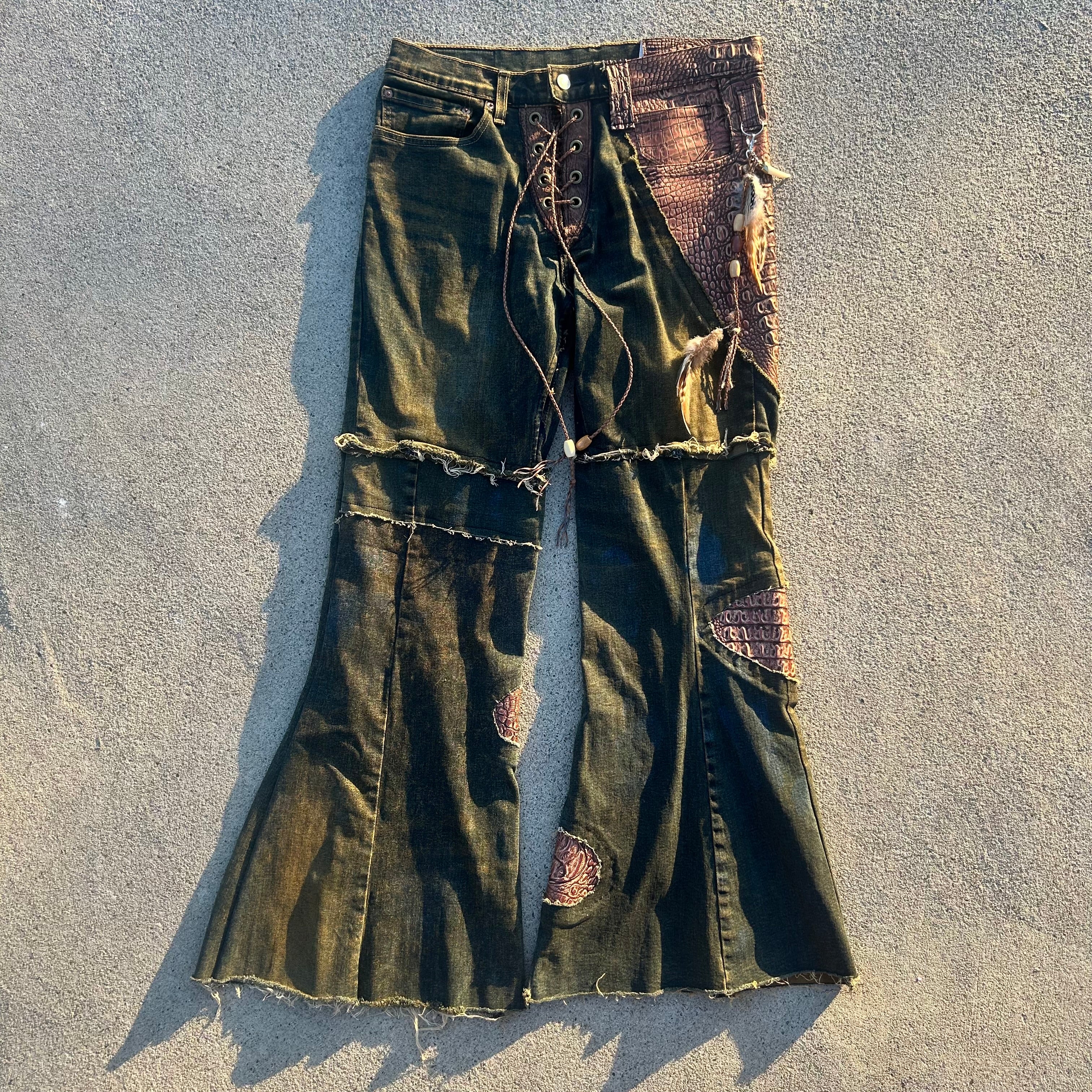 Rust crocodile flares 34x32