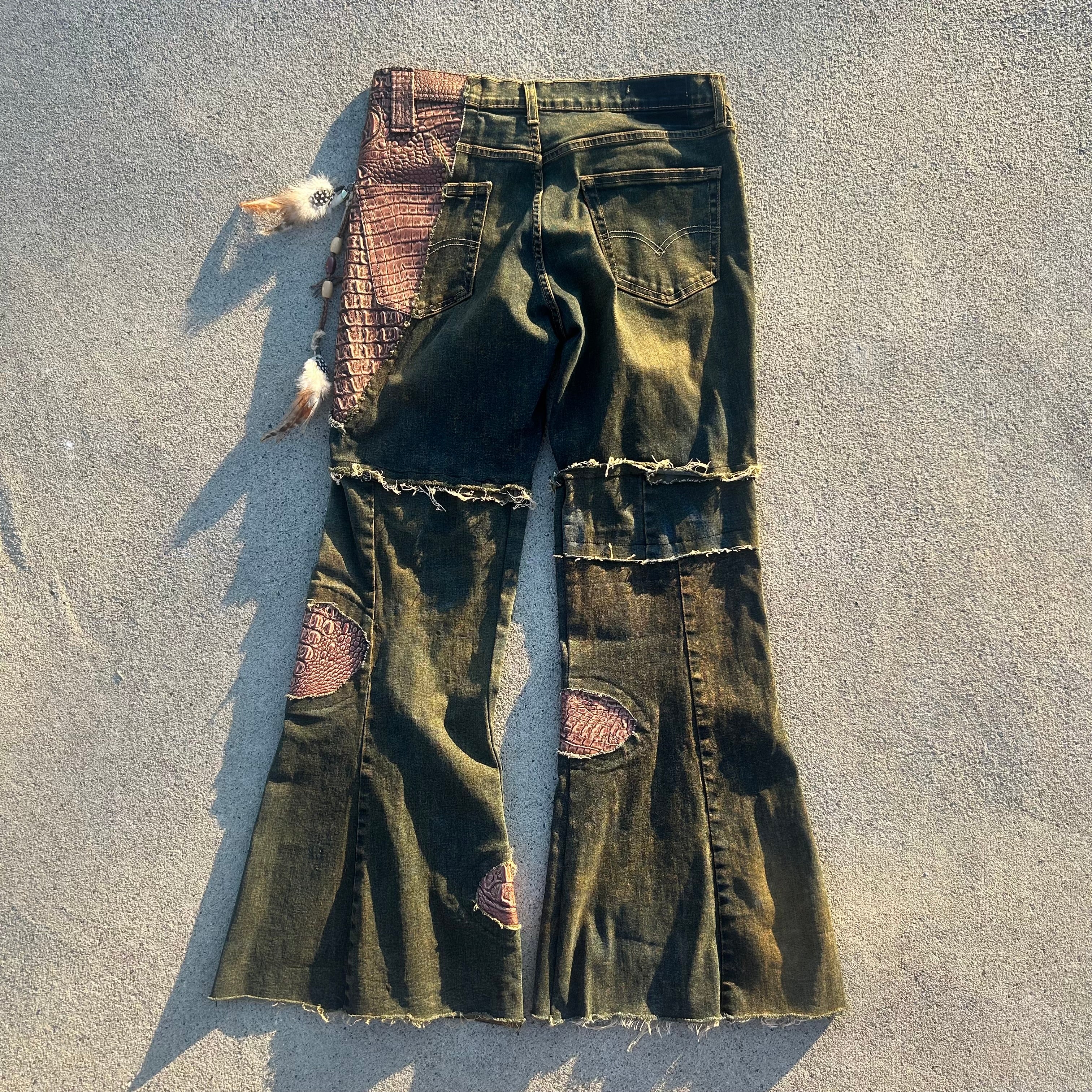 Rust crocodile flares 34x32