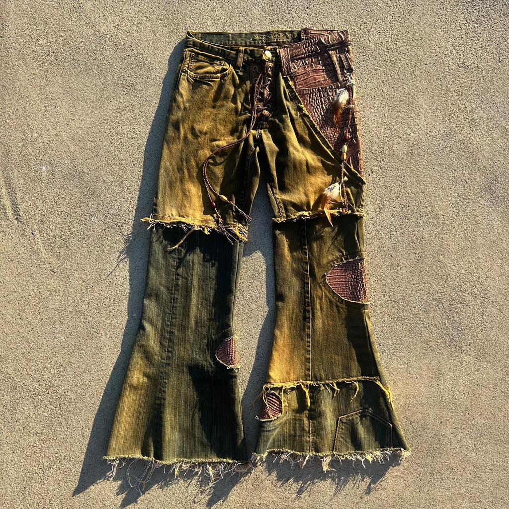 Rust crocodile flares 33x33