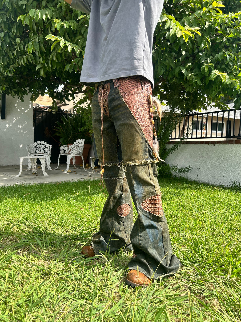 Rust crocodile flares 34x32