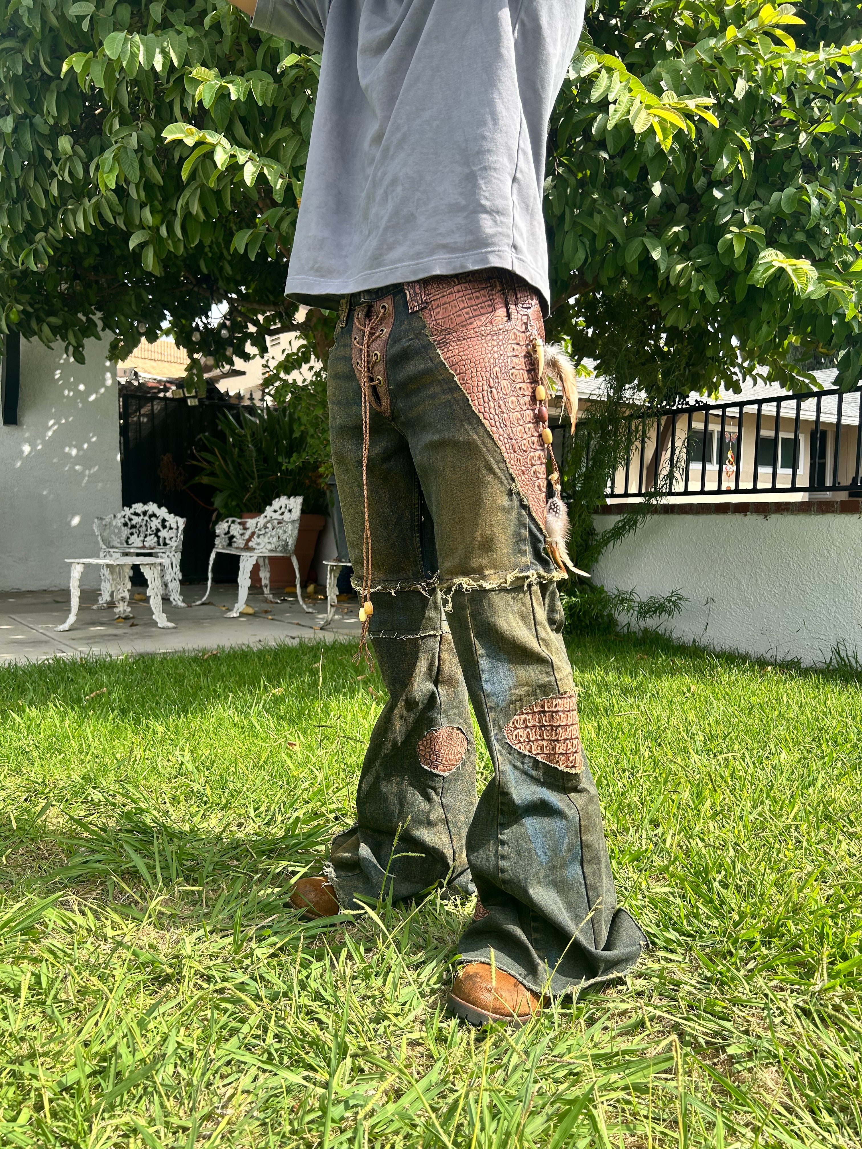 Rust crocodile flares 34x32