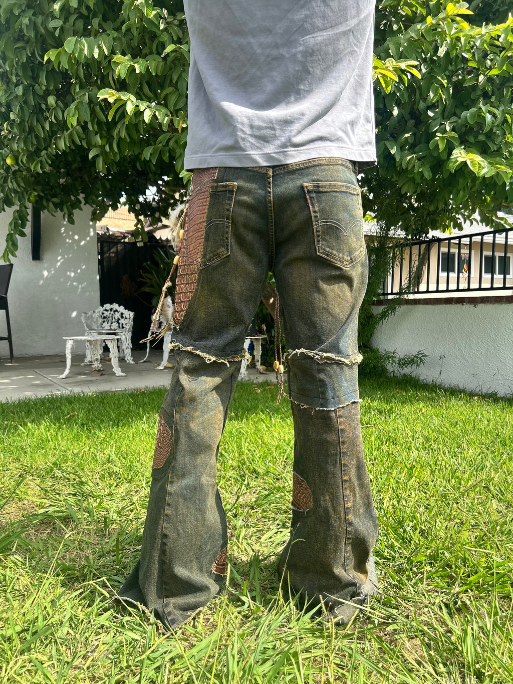 Rust crocodile flares 34x32