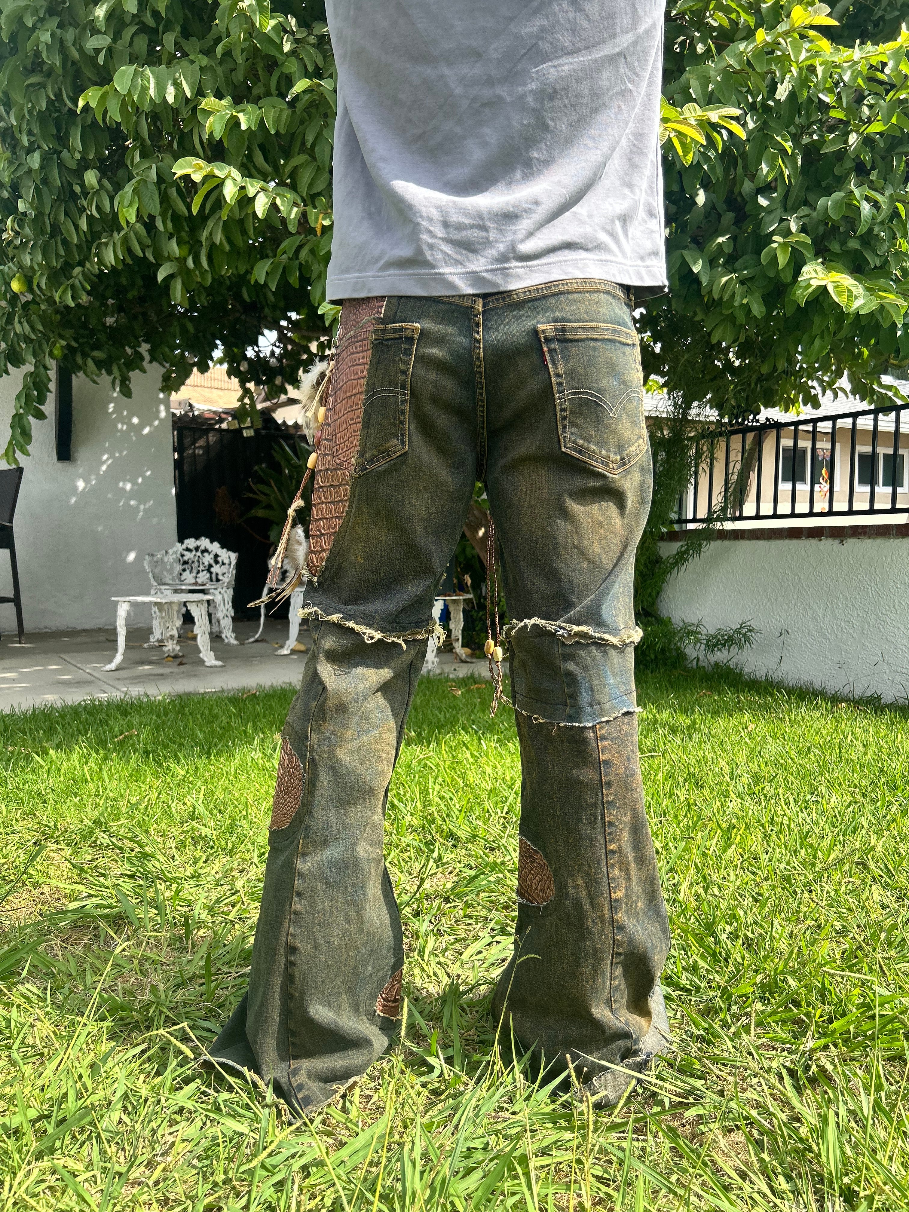 Rust crocodile flares 34x32